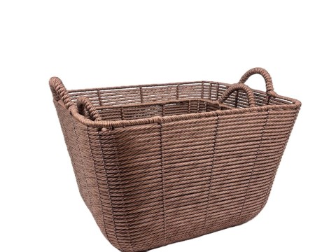 Refined Twisted Resin Rounded-Corner Baskets with Integrated Handles